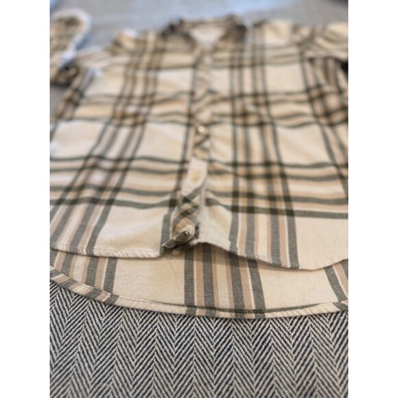 Weatherproof Vintage Womens Plaid Comfort Stretch Button-Up Shirt Beige/Green Si - Picture 4 of 10